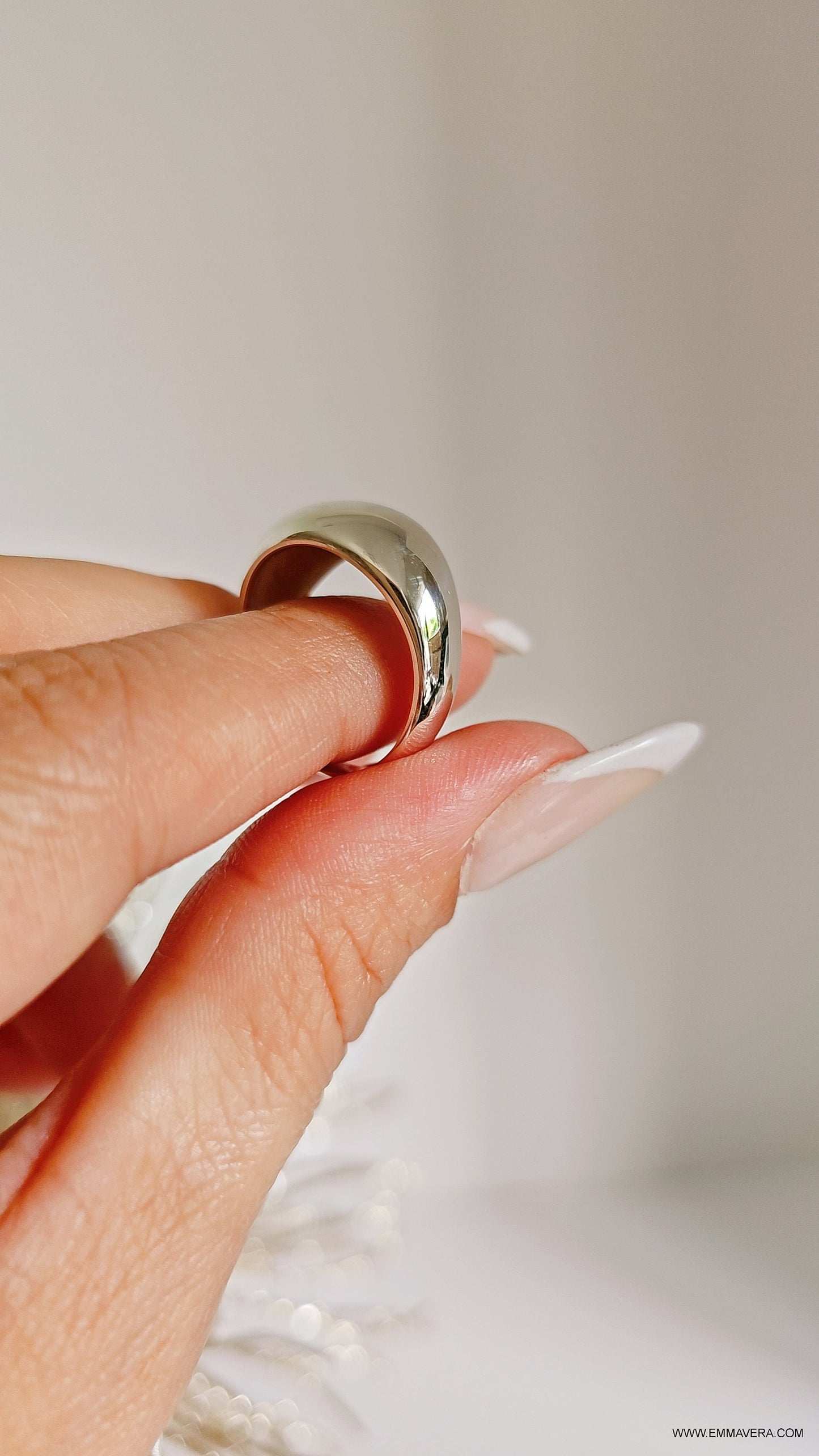 Sterling Silver Women Dome Ring, Art Deco Ring, Statement Jewelry, Medium Dome Ring, Solid 925 Silver Band, Wide Ring, Modern Ring