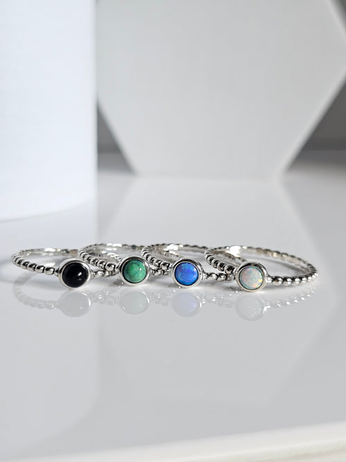 Beaded Turquoise Ring – Sterling Silver