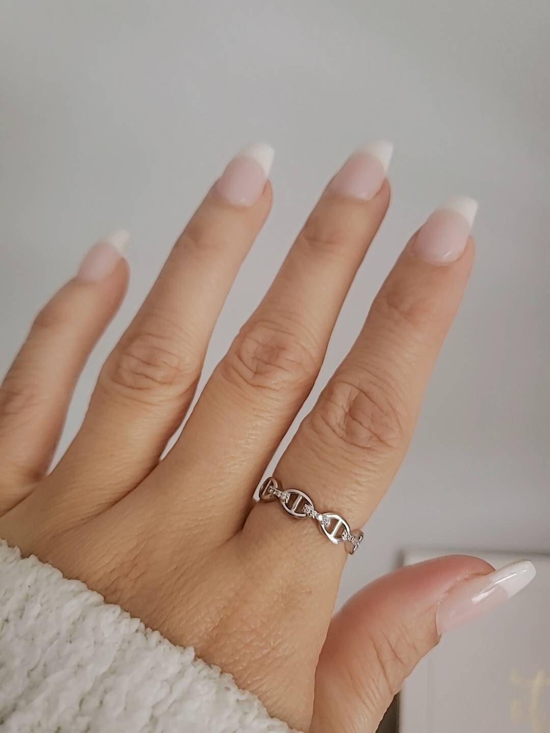 Chain Ring, Sterling Silver Women Ring,