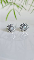 Natural Larimar Flower Studs Earrings – Sterling Silver