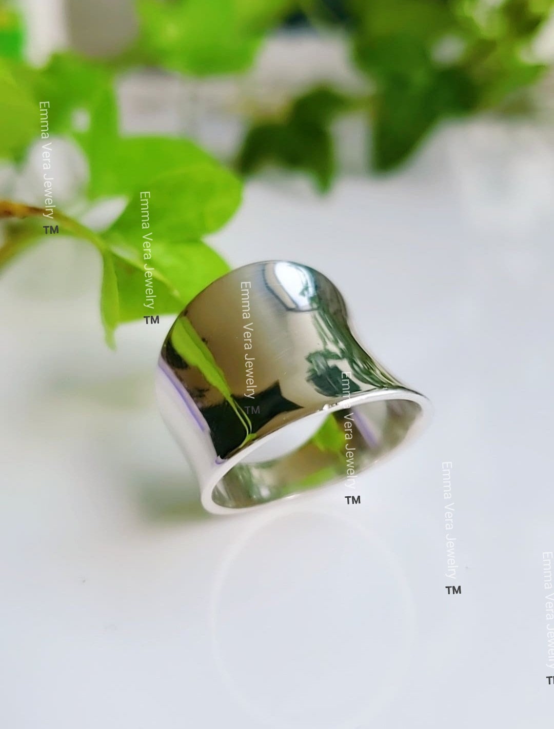 Solid Sterling Silver Concave Ring