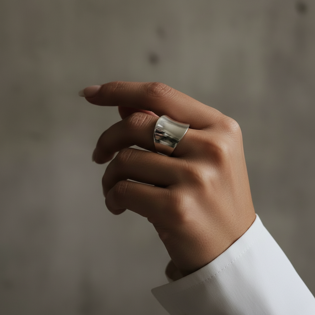 Solid Sterling Silver Concave Ring