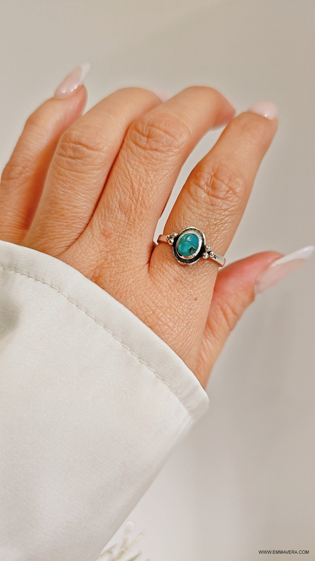 Bali Beaded Turquoise Ring – 925 Sterling Silver