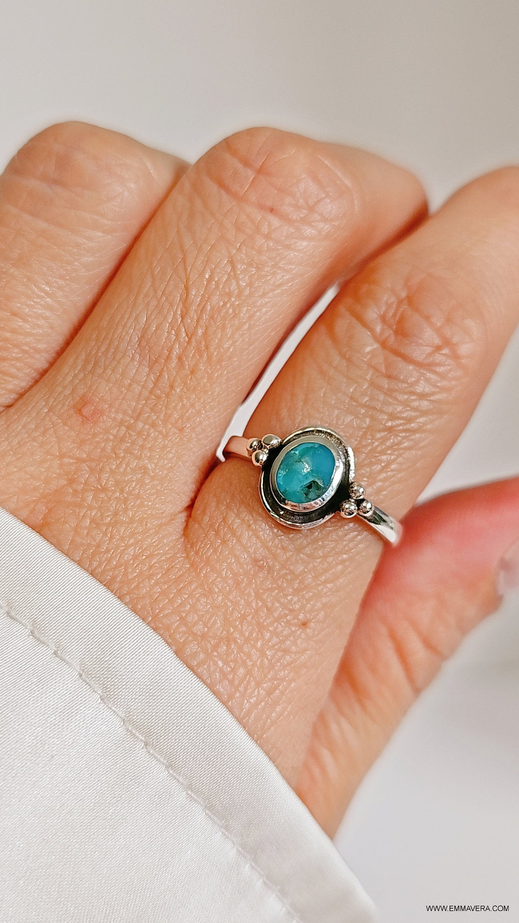 Bali Beaded Turquoise Ring – 925 Sterling Silver