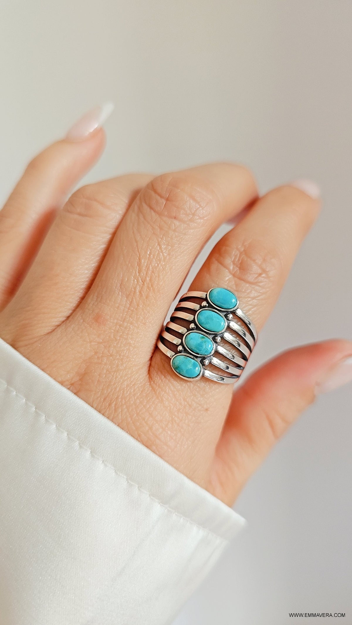 Stone Tribal Bohemian Turquoise Ring