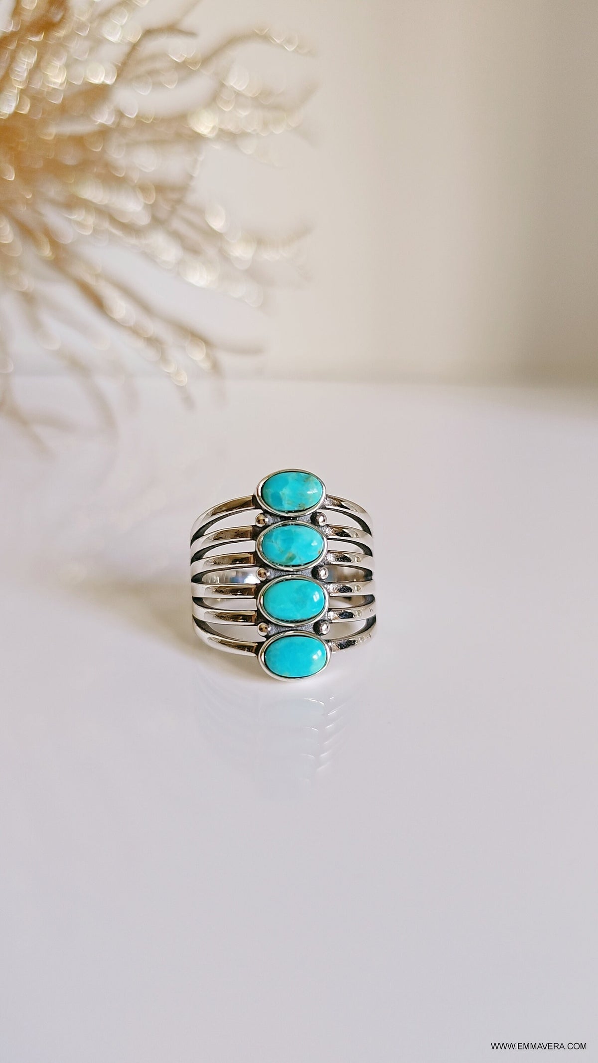 Stone Tribal Bohemian Turquoise Ring