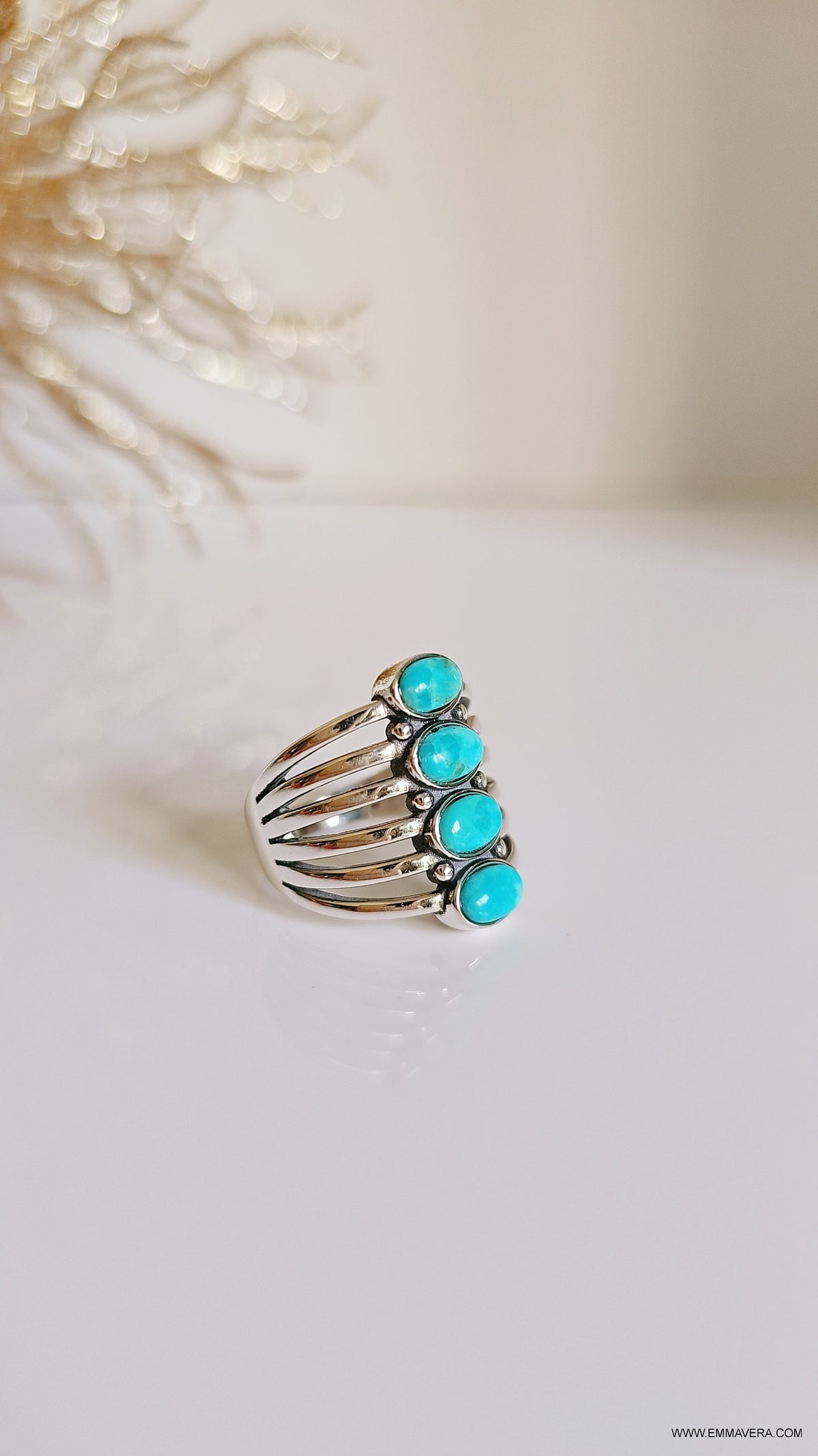 Stone Tribal Bohemian Turquoise Ring
