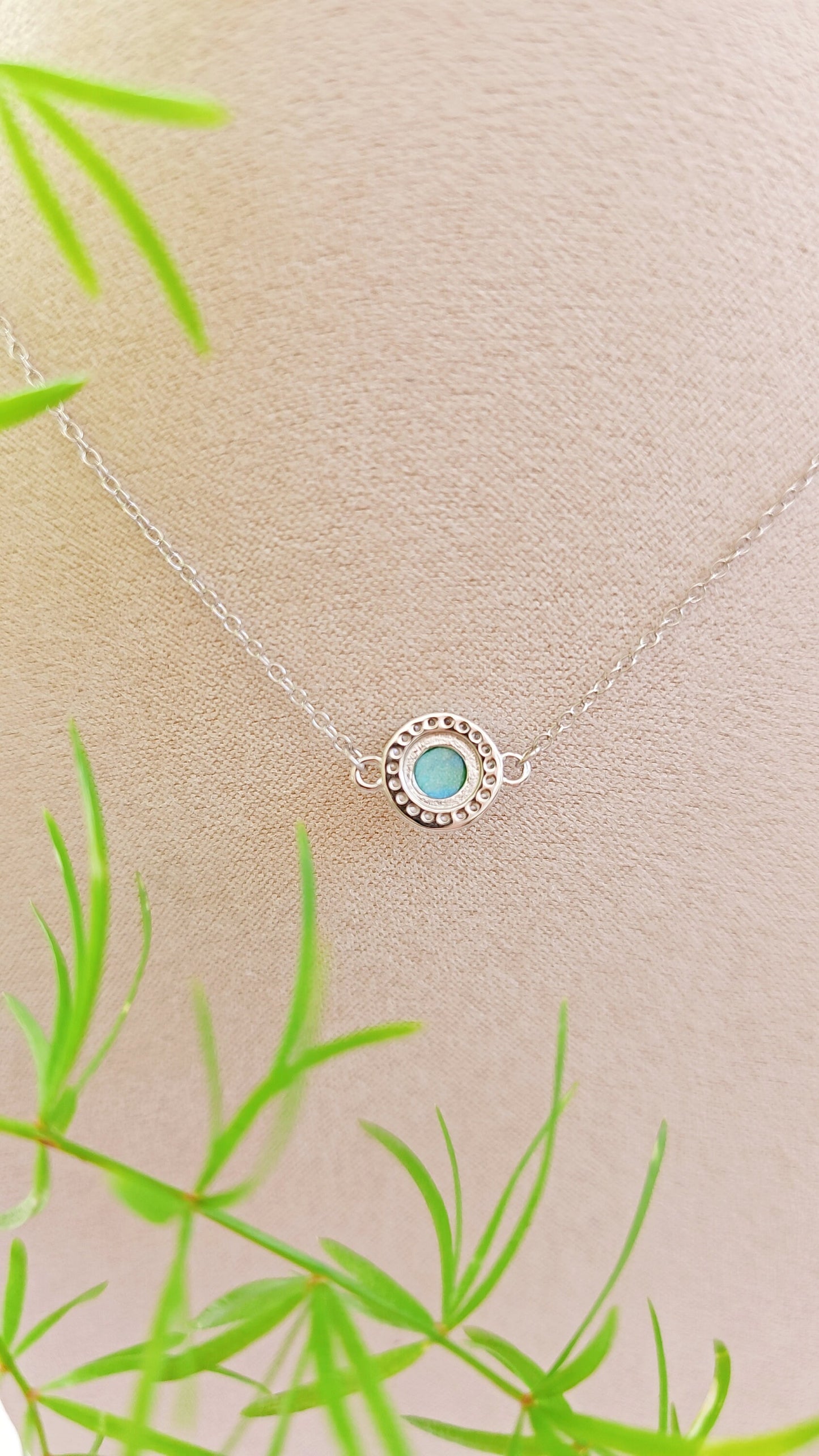 Sterling Silver Dainty Turquoise Pendant Necklace