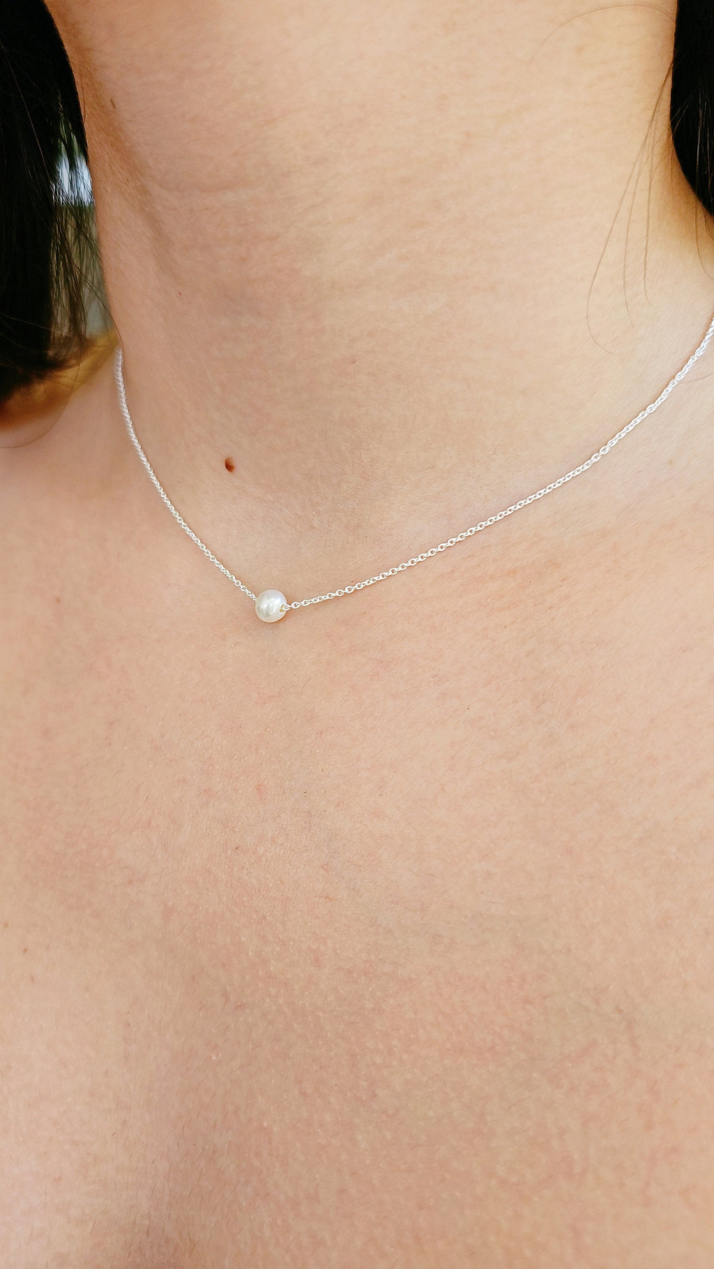 Single Pearl Necklace – Sterling Silver