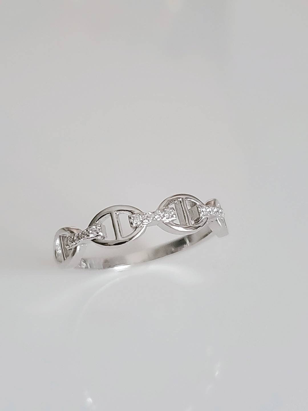 Chain Ring, Sterling Silver Women Ring,