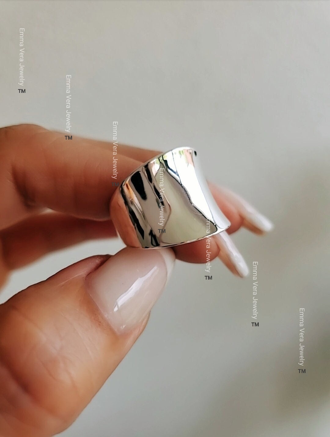 Solid Sterling Silver Concave Ring