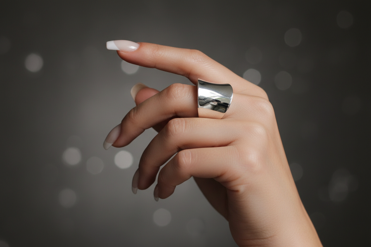 Solid Sterling Silver Concave Ring