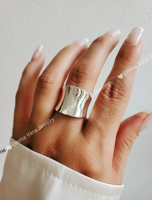 Solid Sterling Silver Concave Ring