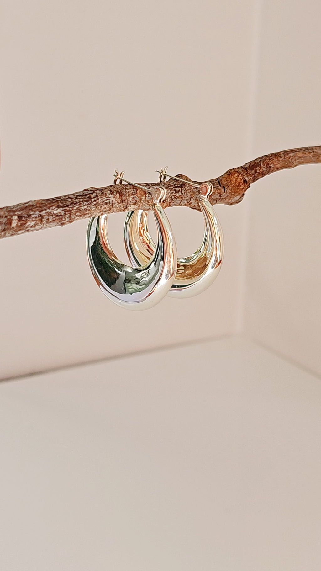 Large Sterling Silver Oval Hoops 33mm Drop