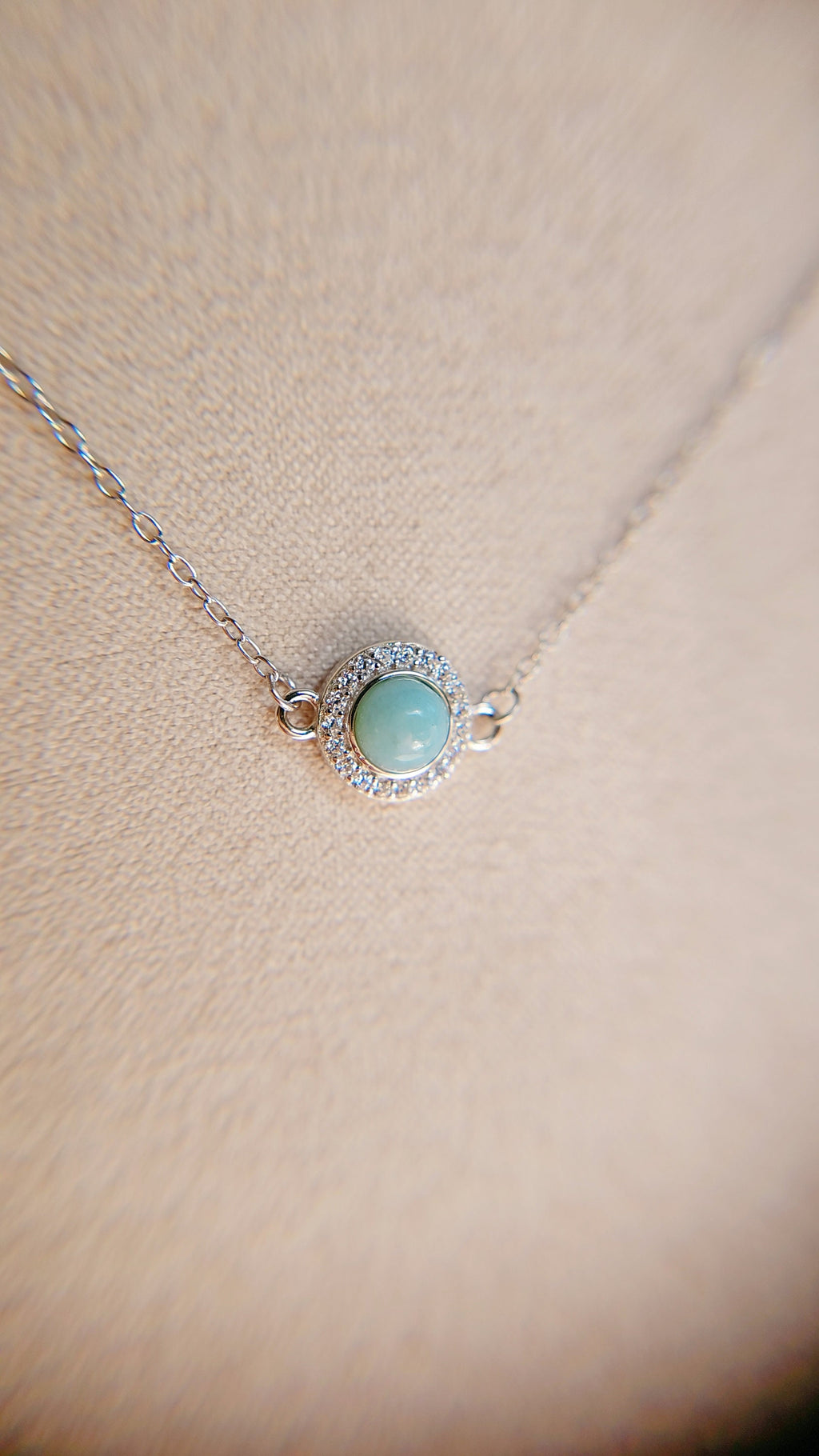 Sterling Silver Dainty Larimar Pendant Necklace