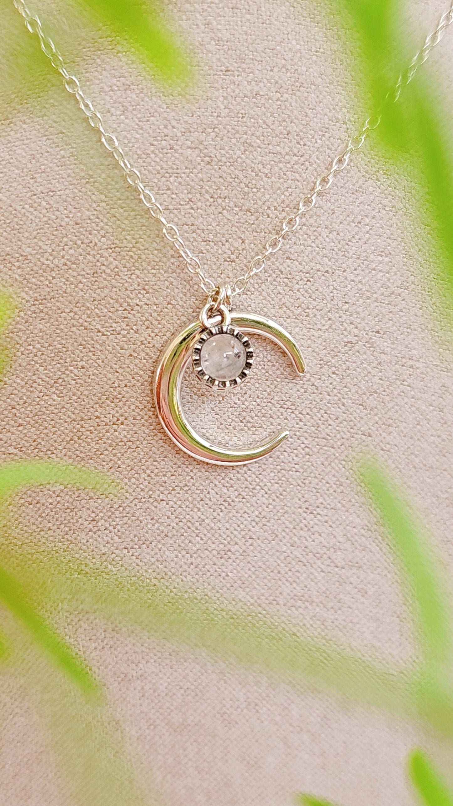 Sterling Silver Moon and Sun Celtic Pendant, Silver Chain, Celtic Necklace, Chain included