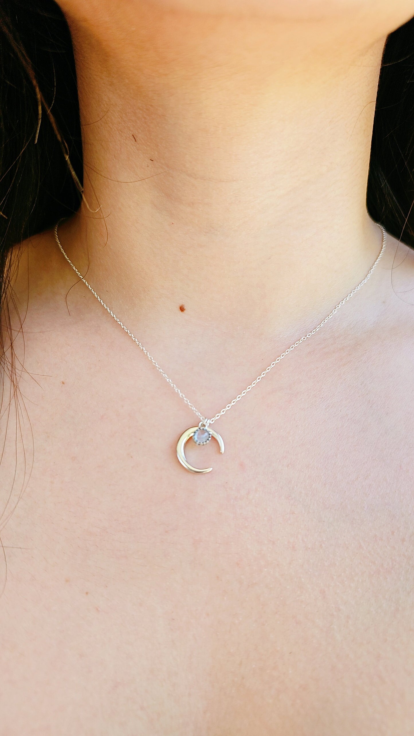 Sterling Silver Moon and Sun Celtic Pendant, Silver Chain, Celtic Necklace, Chain included