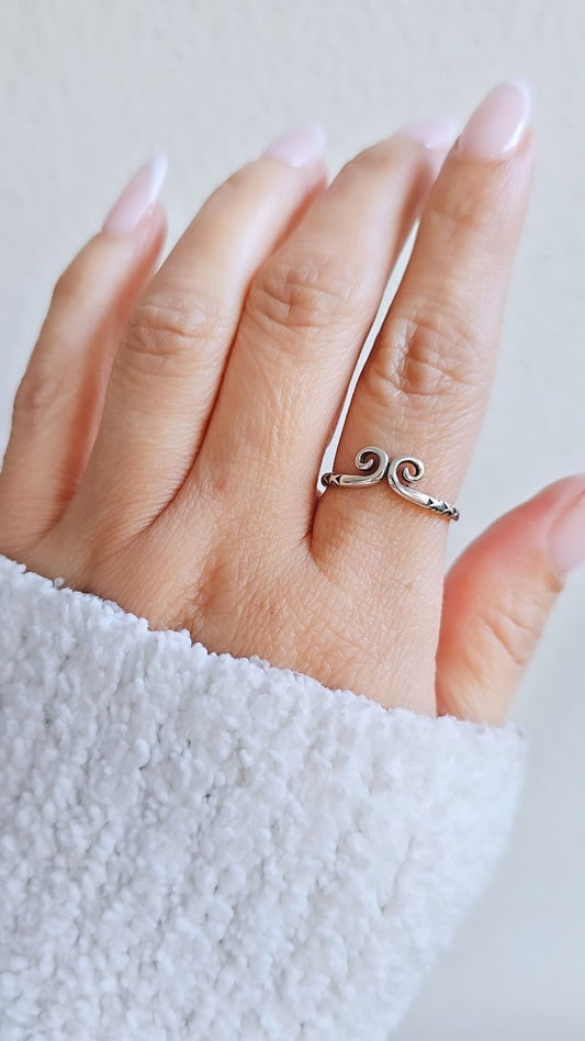 Dainty Spiral Ring Sterling Silver Women Ring