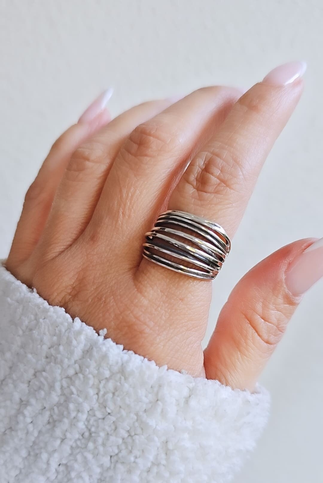 Solid Woven Pattern Ring – 925 Sterling Silver