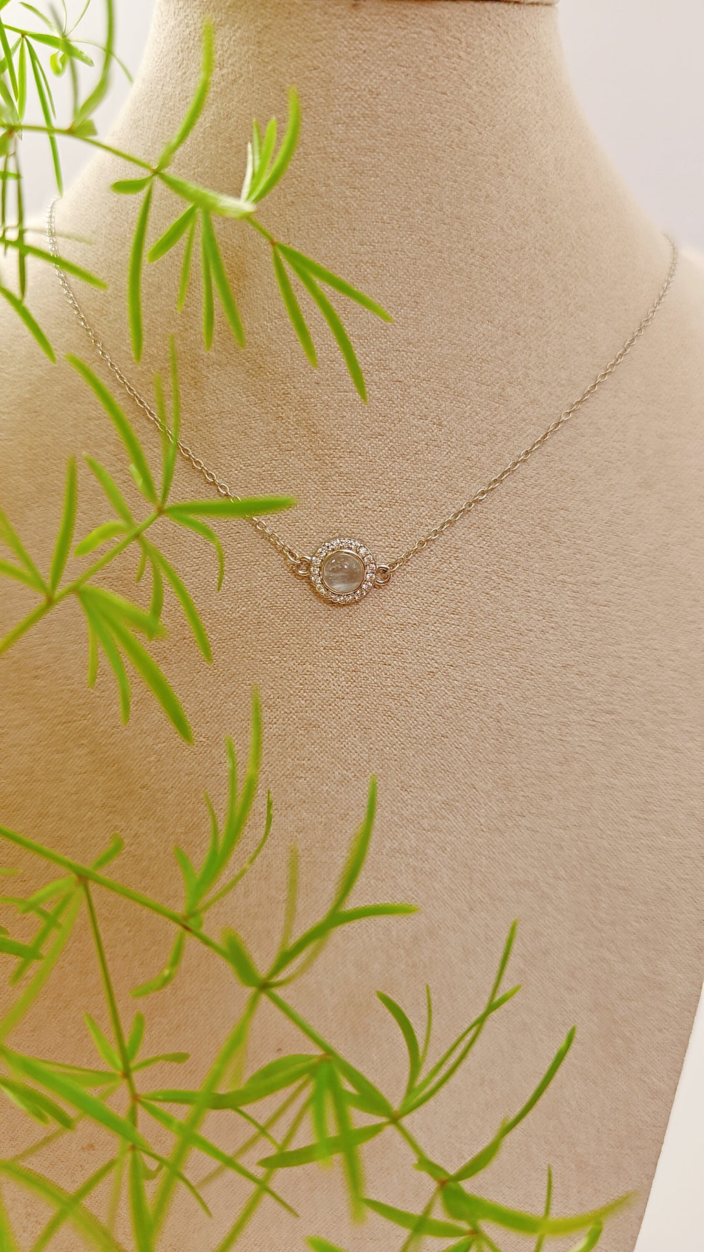 Sterling Silver Dainty Moonstone Pendant Necklace