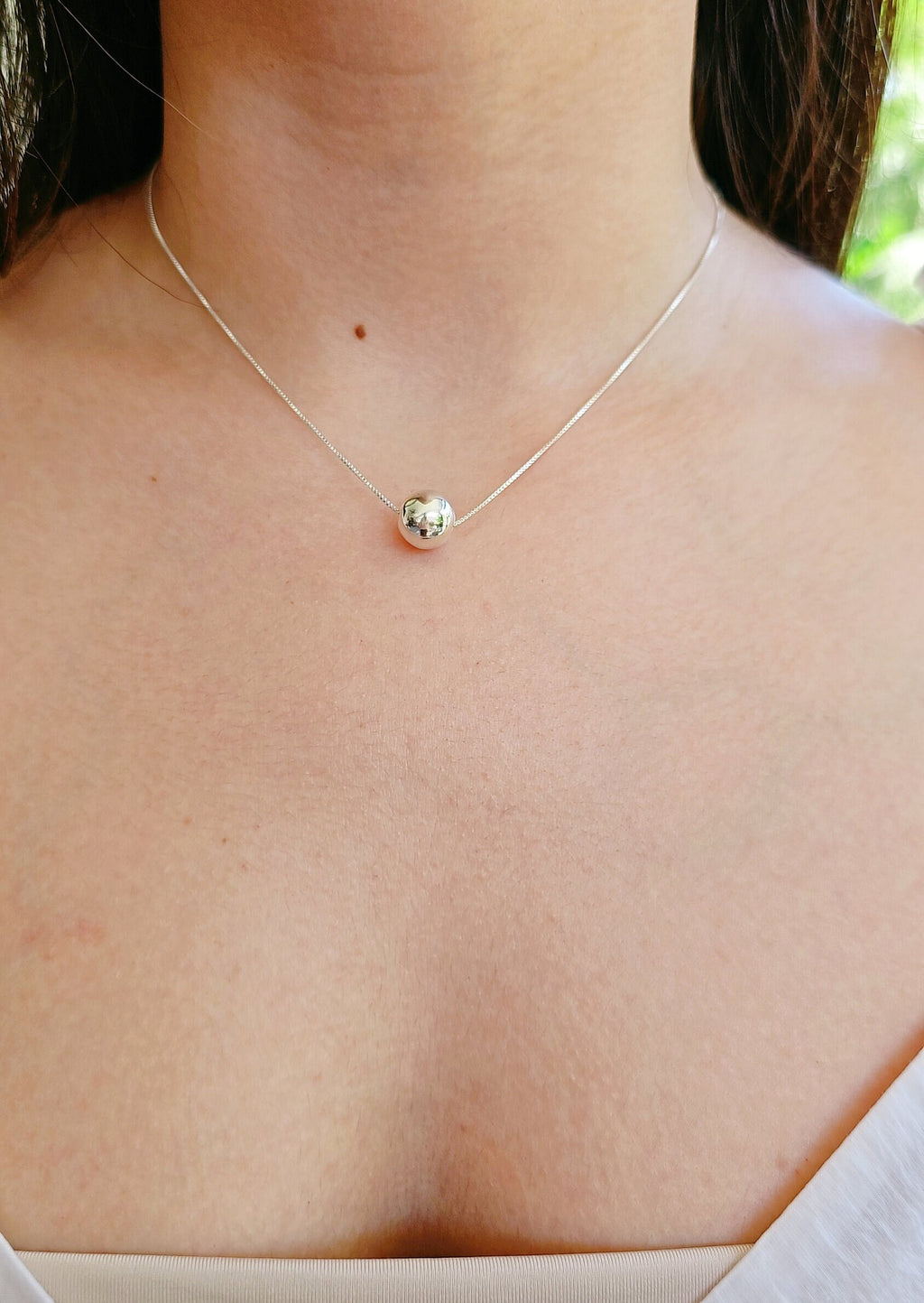 Solitaire Sphere Necklace – Sterling Silver