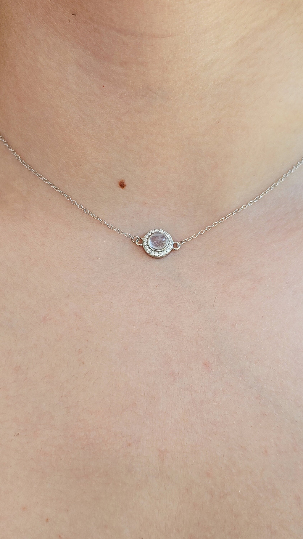 Sterling Silver Dainty Moonstone Pendant Necklace