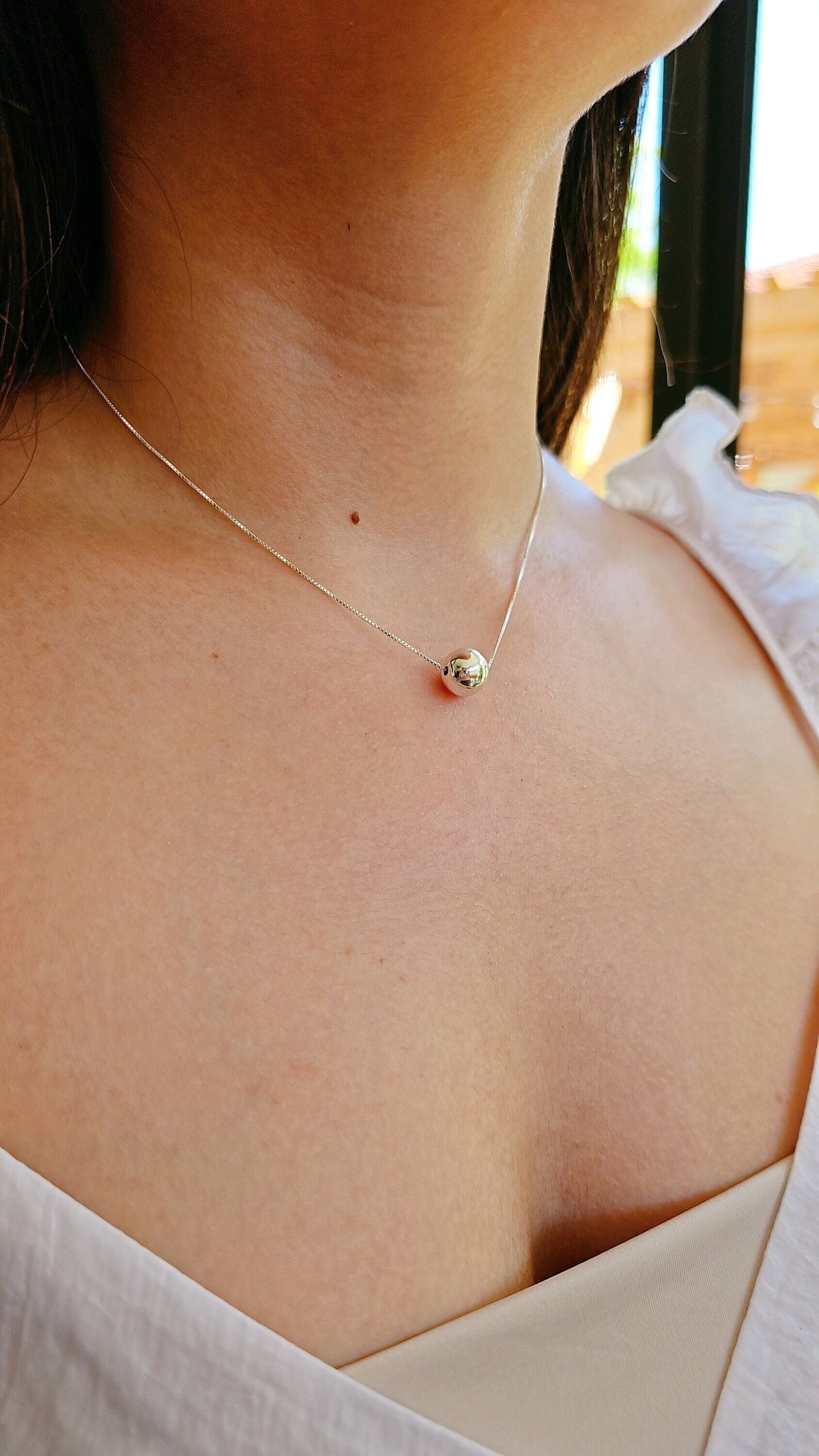 Solitaire Sphere Necklace – Sterling Silver