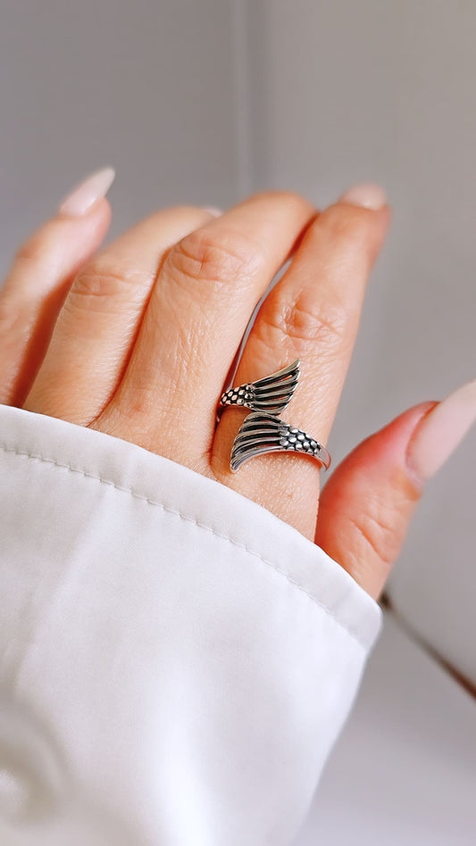 Sterling Silver Wraparound Ring, Abstract Ring, Mermaid Ring, Adjustable Ring, Ocean Lover Ring, 925 Silver, Ring for Women, Paddle Ring