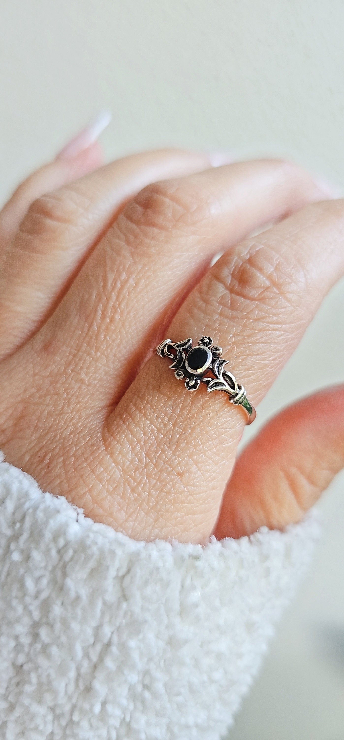 Black Onyx Celtic Ring