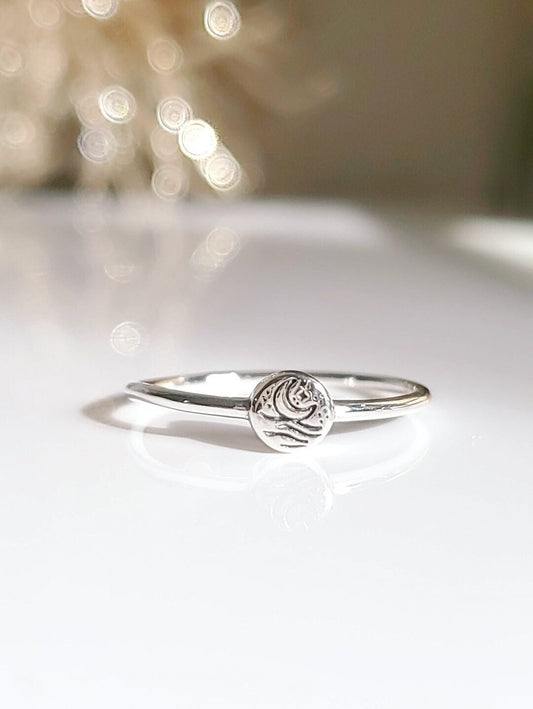 Sterling Silver Dainty Ocean Crescent Moon Ring