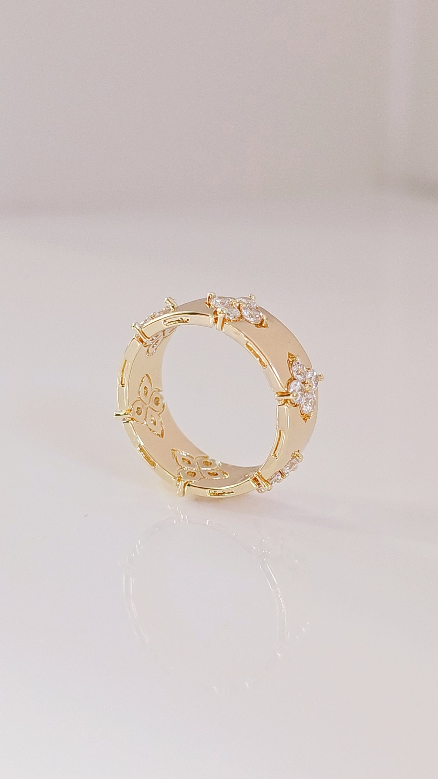 Gold Clover Ring, Clover 925 Band, Thumb Ring