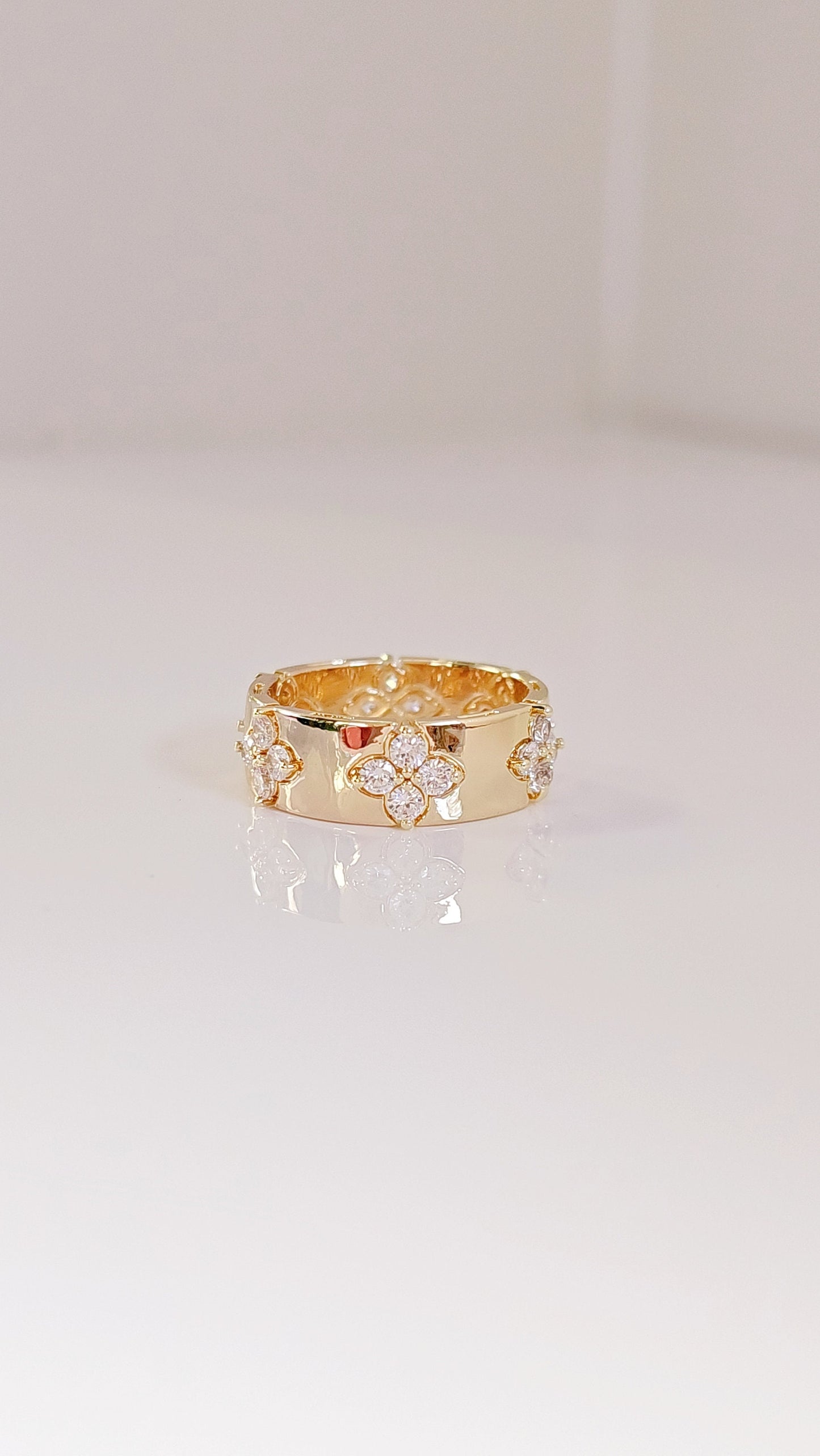 Gold Clover Ring, Clover 925 Band, Thumb Ring