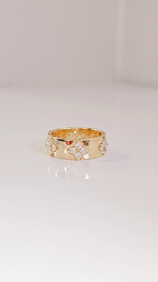 Gold Clover Ring, Clover 925 Band, Thumb Ring