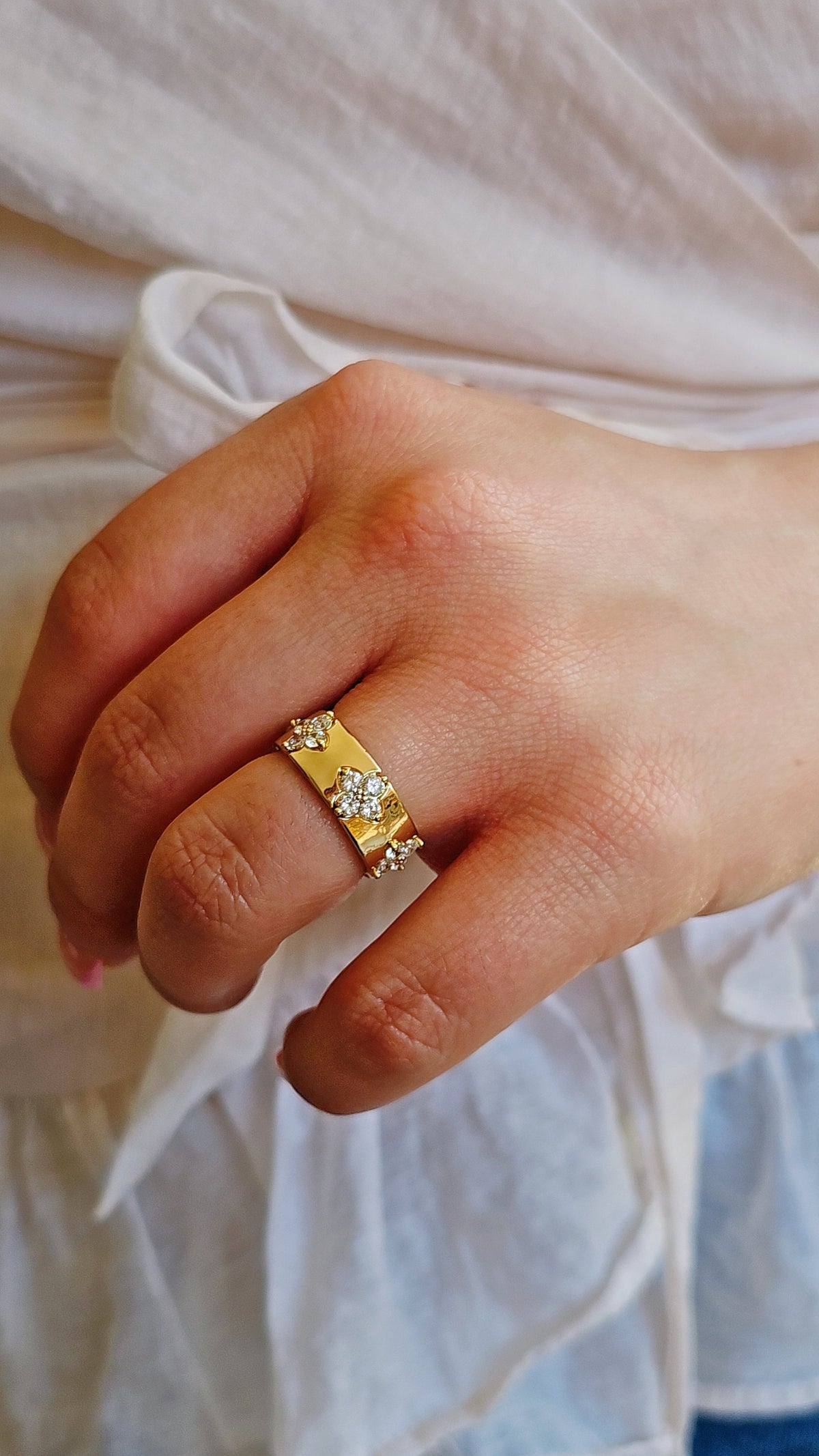 Gold Clover Ring – 925 Sterling Silver