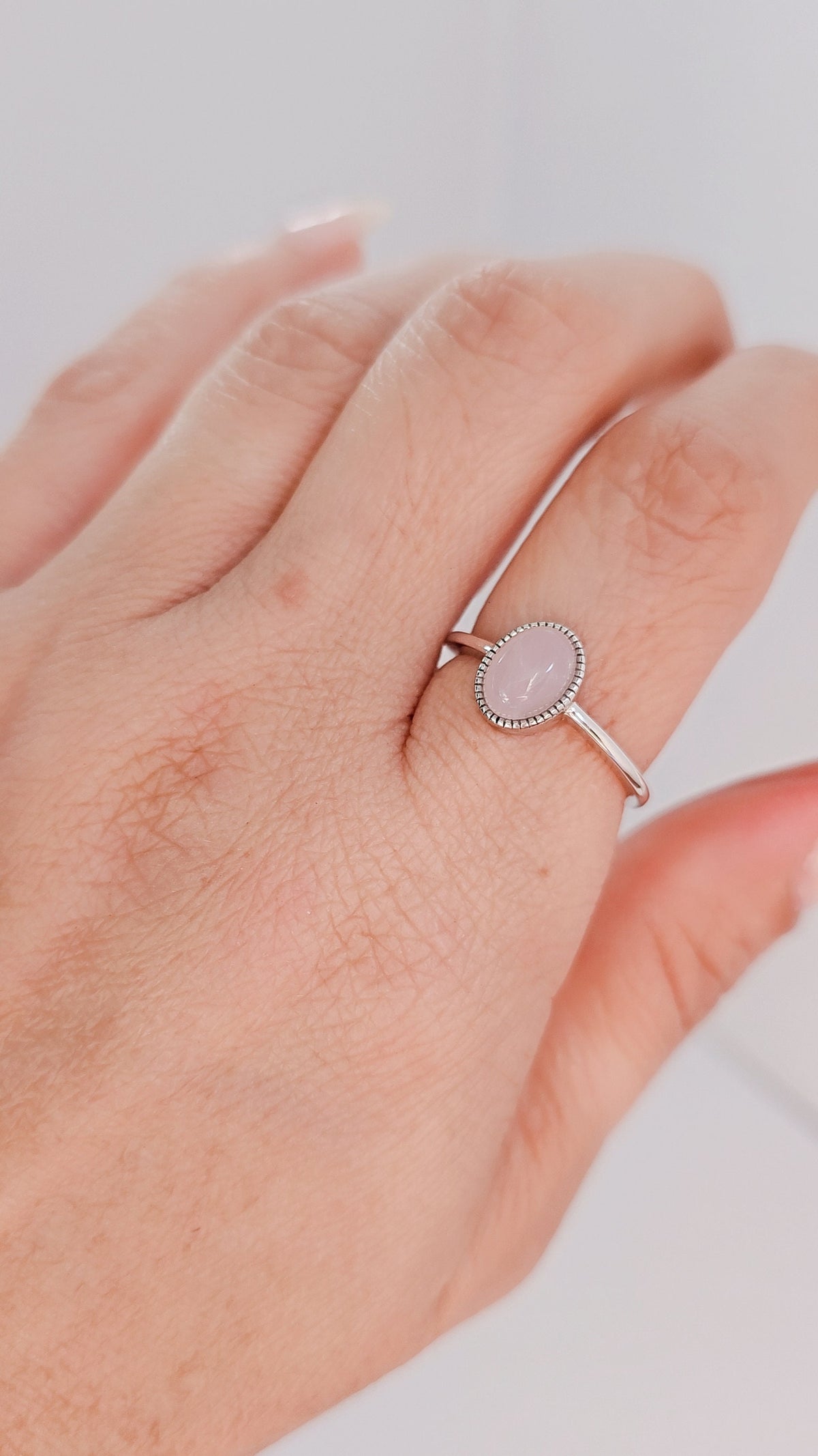 Rose Quartz Ring – Sterling Silver