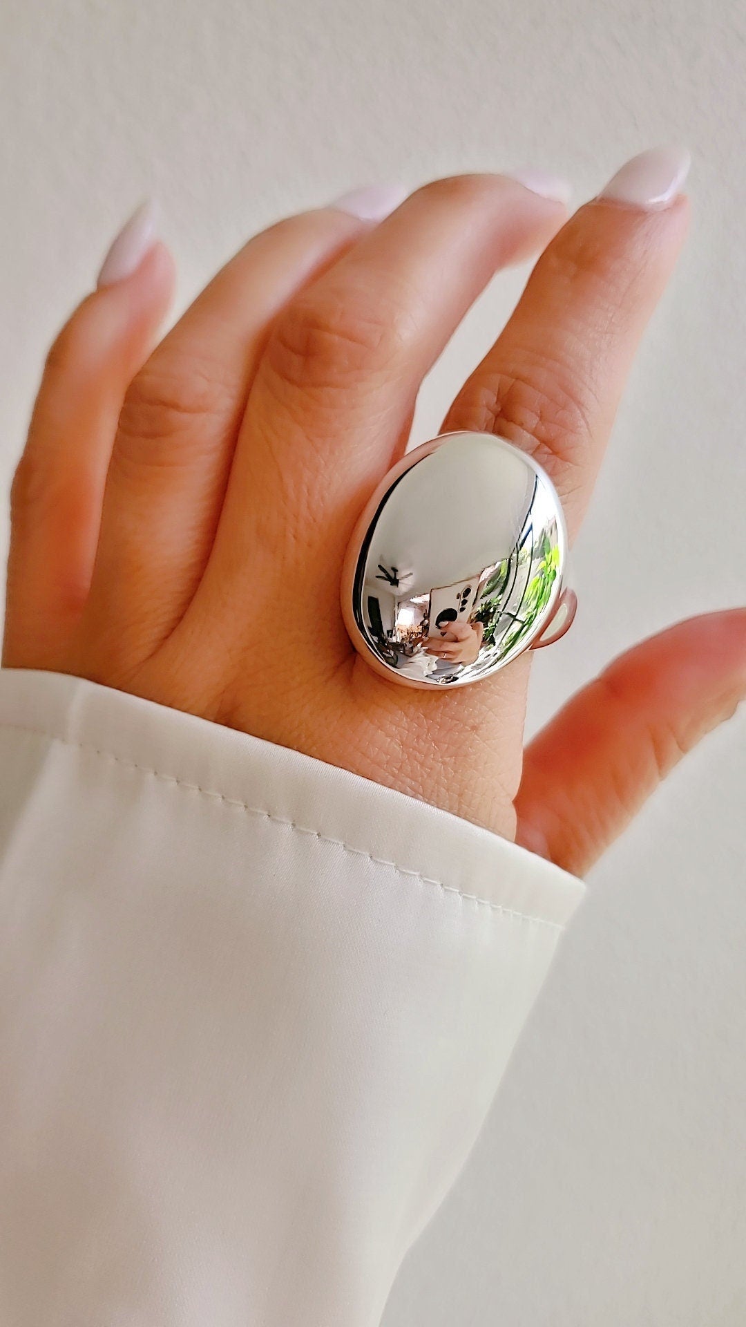 Large Bold Dome Chunky Ring – Sterling Silver