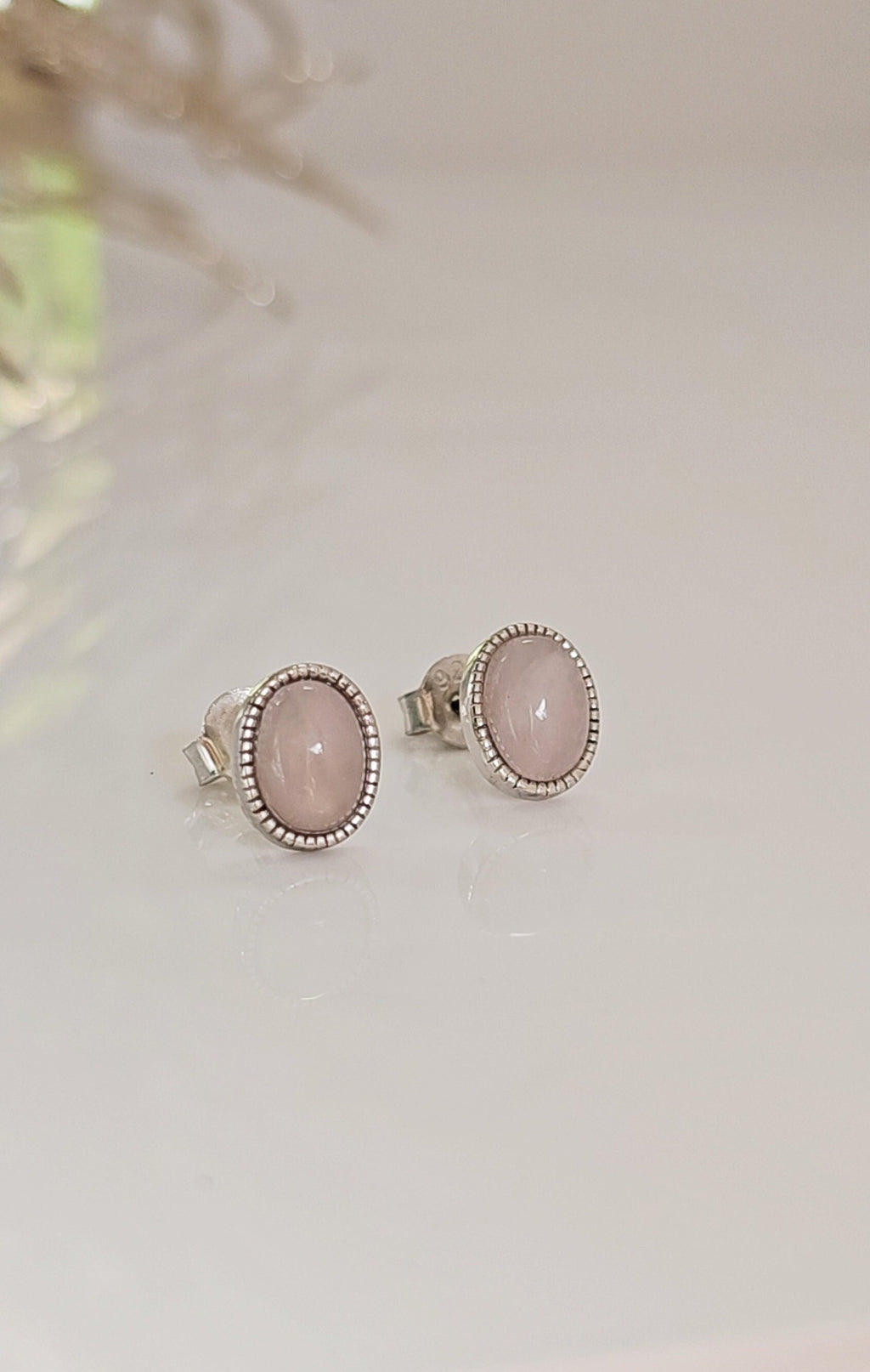 Rose Quartz Earrings – Sterling Silver
