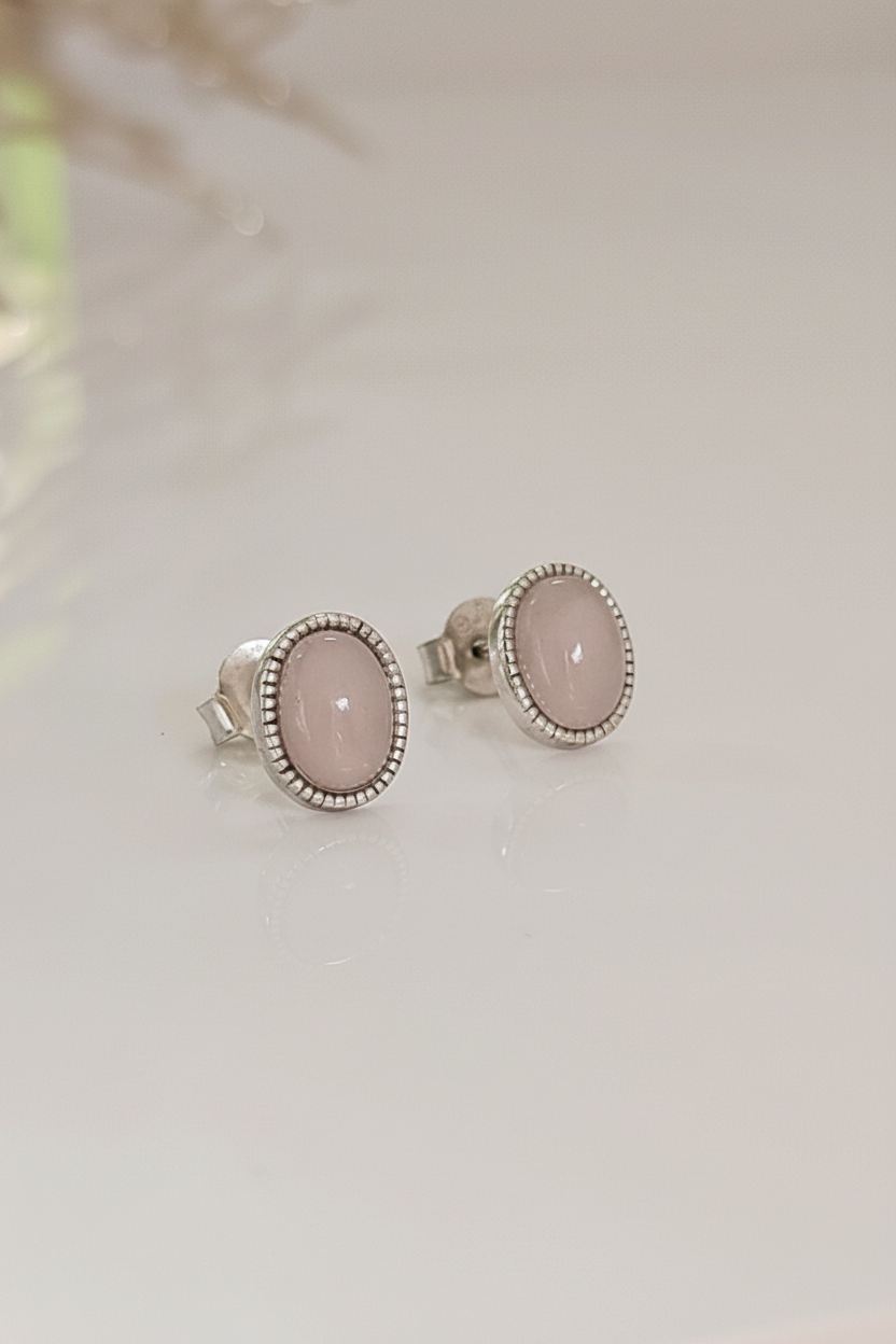Rose Quartz Earrings – Sterling Silver