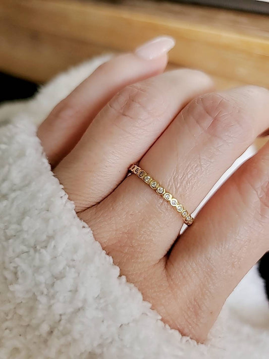 Sterling Silver with Gold Plated Eternity Ring, Dainty Gold Ring,  Promise Ring, Anniversary Ring, Stack Ring, Gold Band, 925 Ring