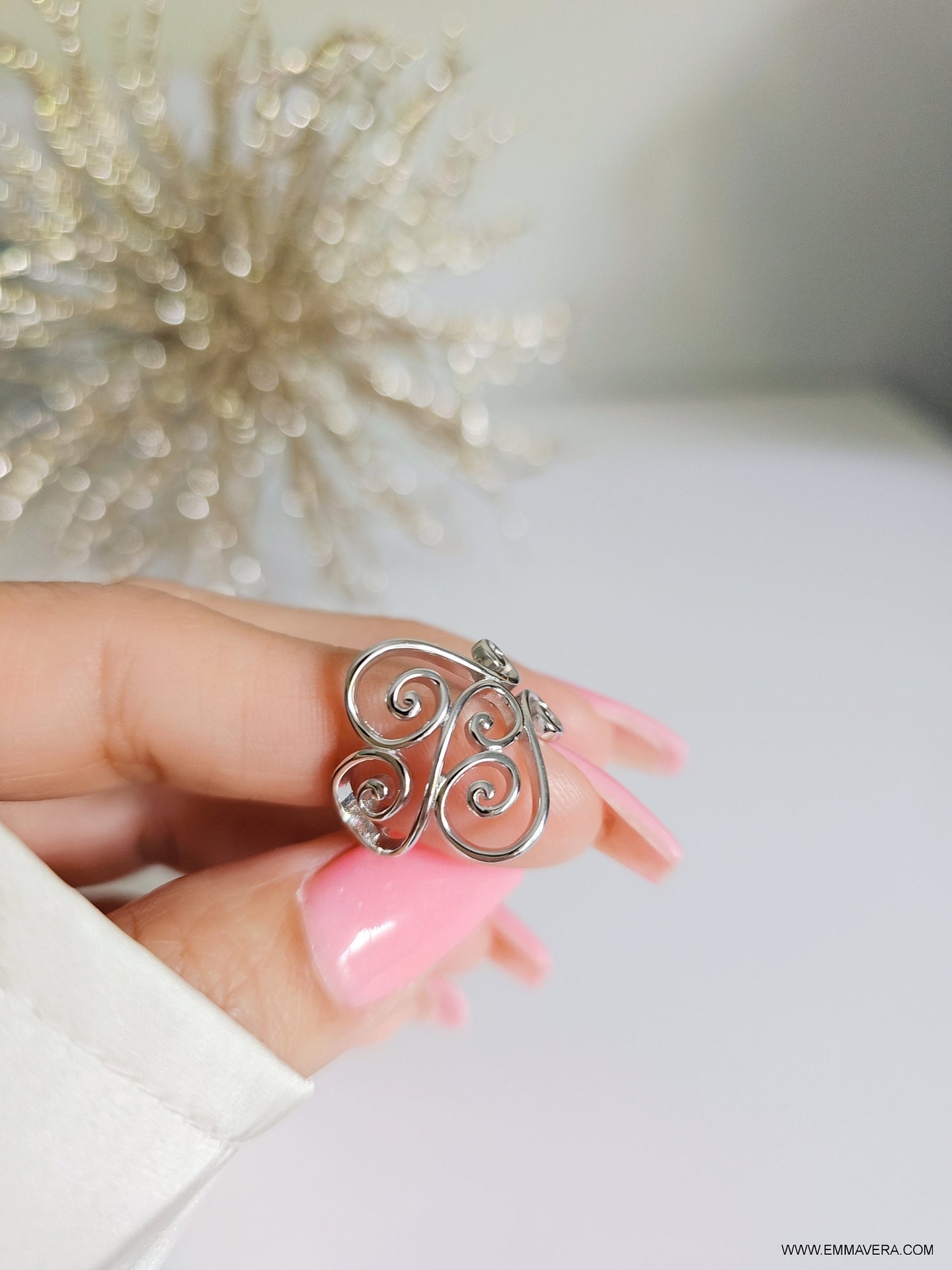 Sterling Silver women's Ring, Filigree Heart Ring, Bohemian Ring, 925 stamped, non tarnish, Statement Ring