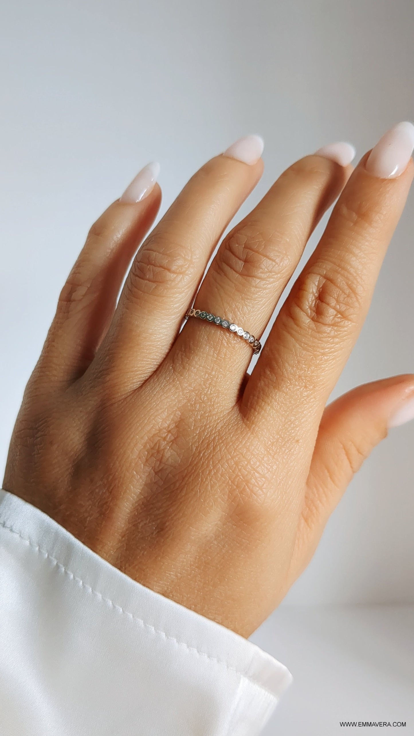 Dainty Thin Eternity Sterling Silver Ring