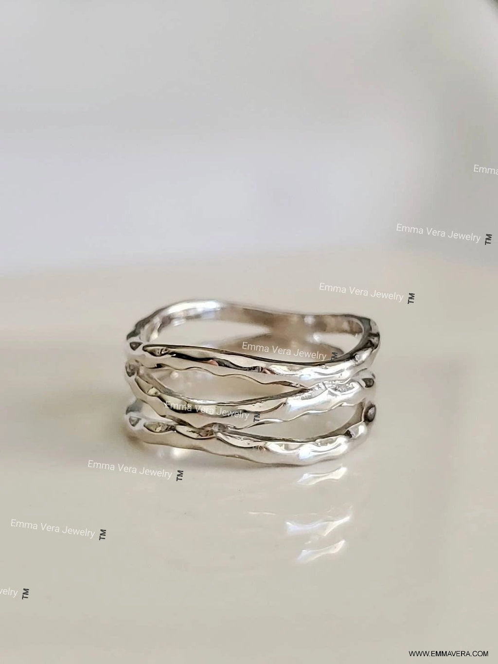Hammered Women's Ring – Sterling Silver with Finish