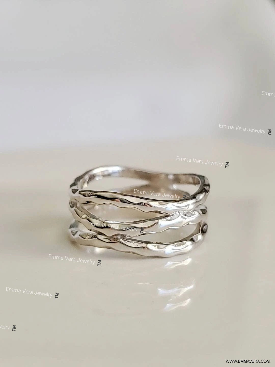 Hammered Women's Ring – Sterling Silver with Finish
