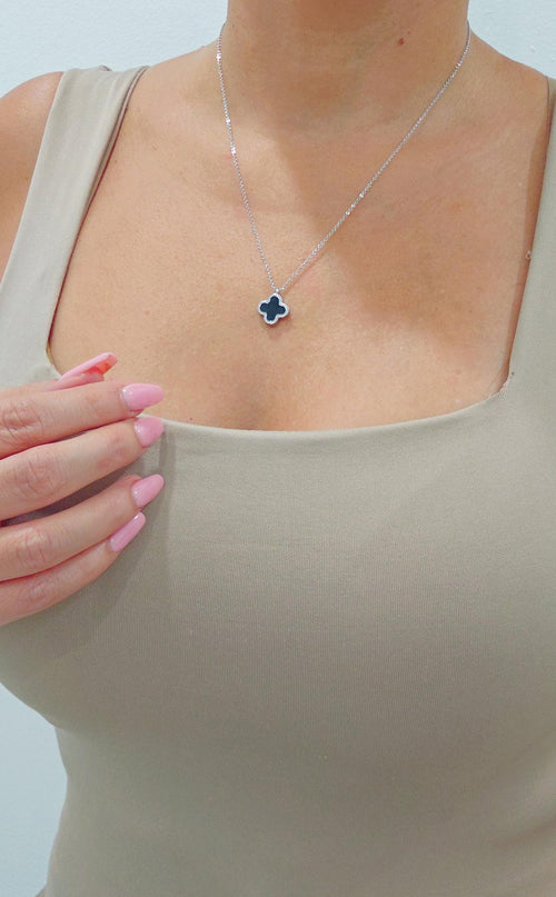 Black Clover Reversable Mother of Pearl Necklace