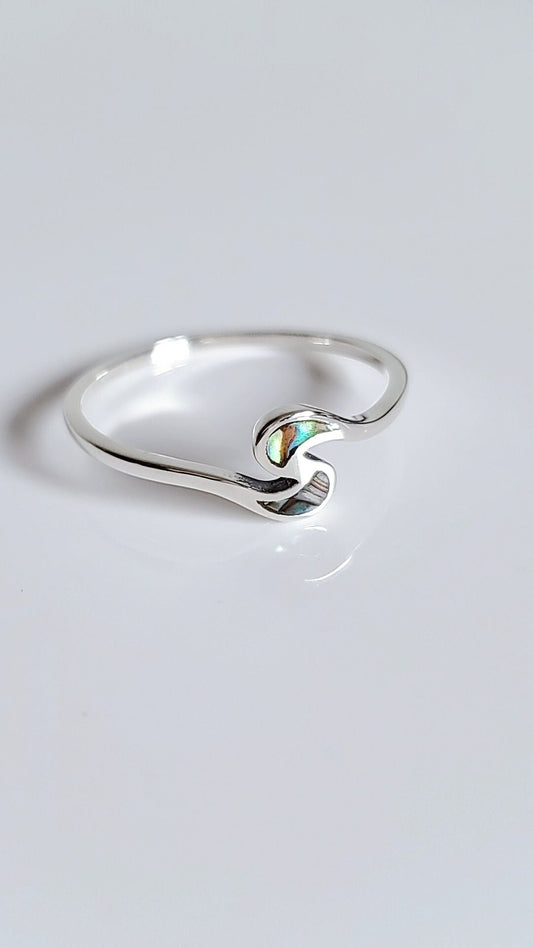 Sterling Silver Dainty Abalone Ring, Women's Ring,  Minimalist Ring, Genuine Abalone, 925 Stamped, Anniversary Gift, Gift for Women