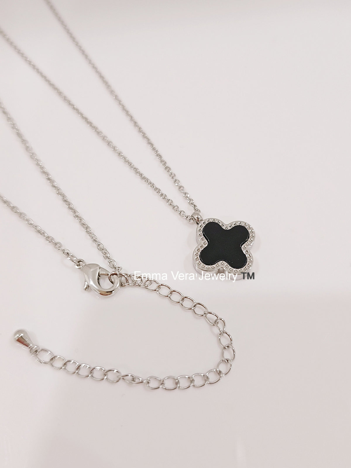 Black Clover Reversable Mother of Pearl Necklace