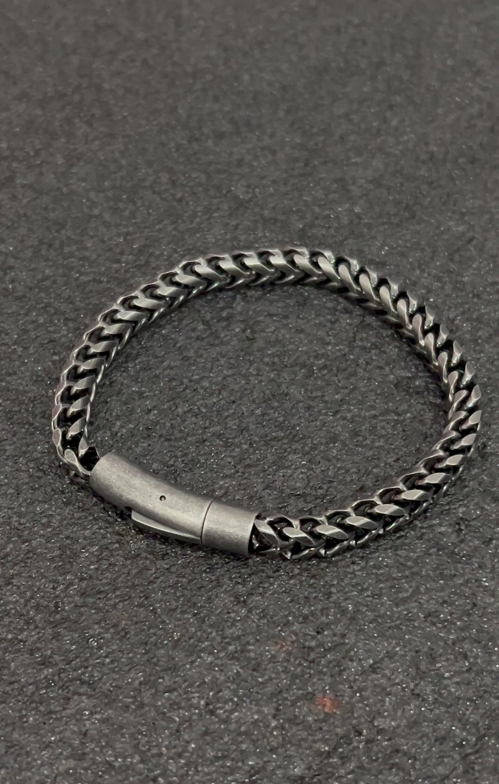 Black Stainless Steel Button Clip Bracelet
