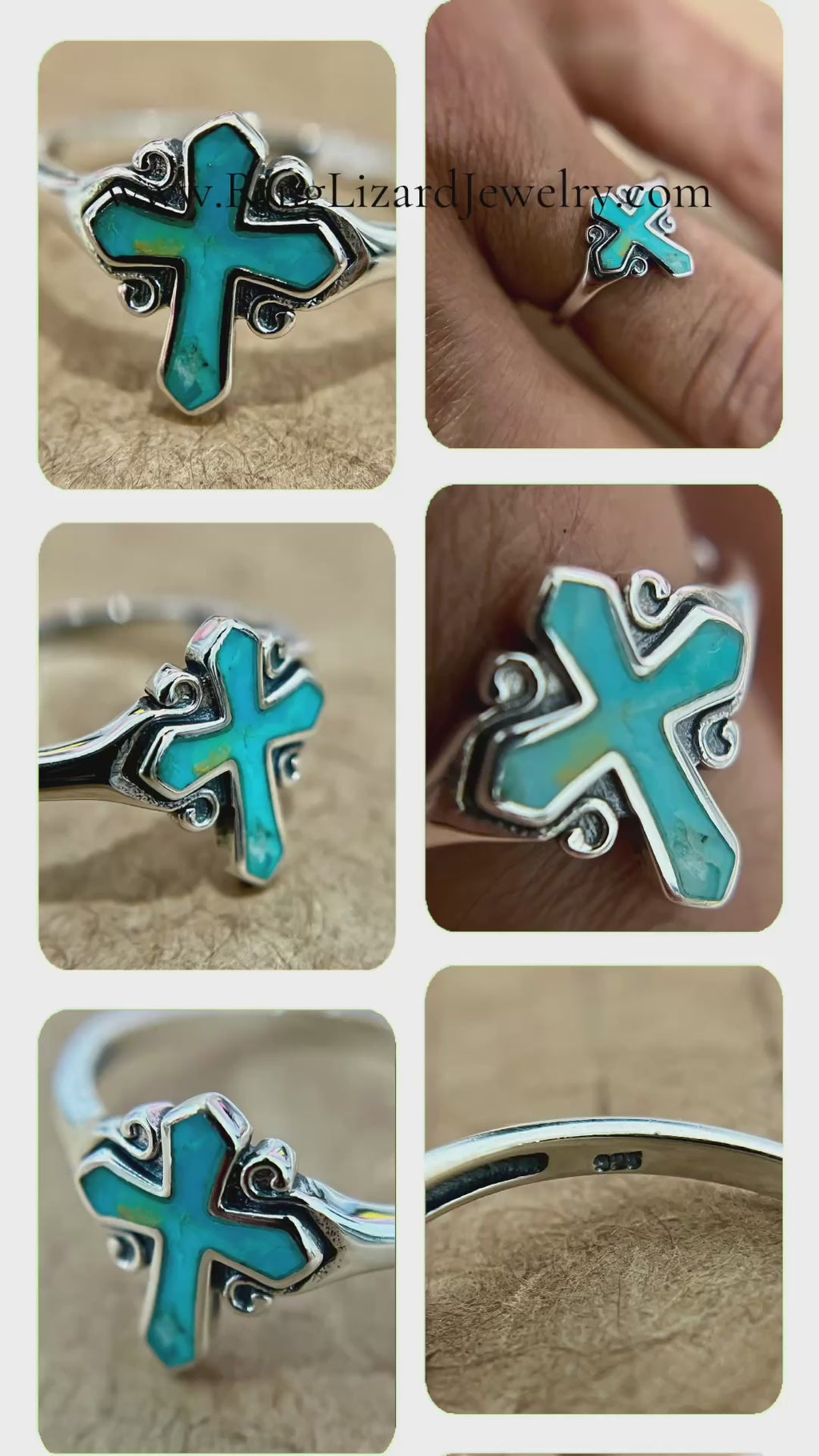 Turquoise Stone Cross Ring