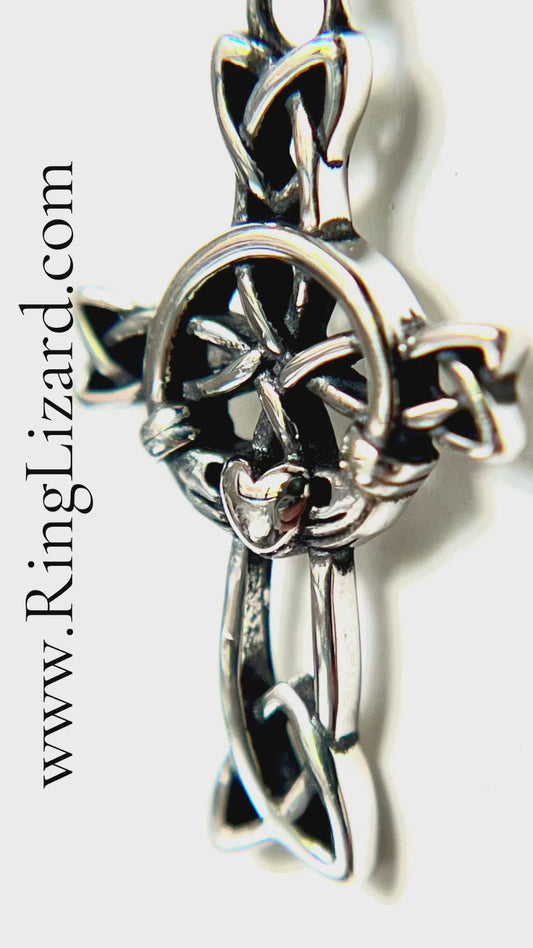 Celtic Irish Claddagh Pendant 925 Sterling Silver